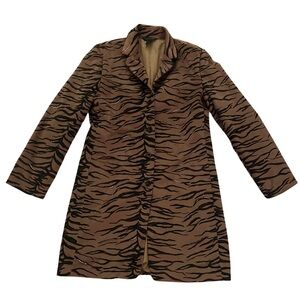 Japon Et Chine Brown Tiger Print Blazer Coat Jacket 10 Animal Print Statement